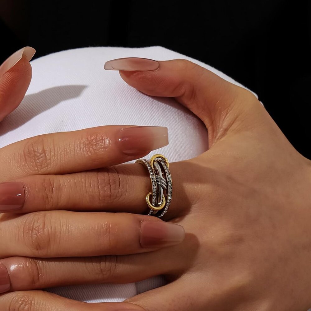 Versatile 18k Gold Stackable Rings With Zircon - … - image 2